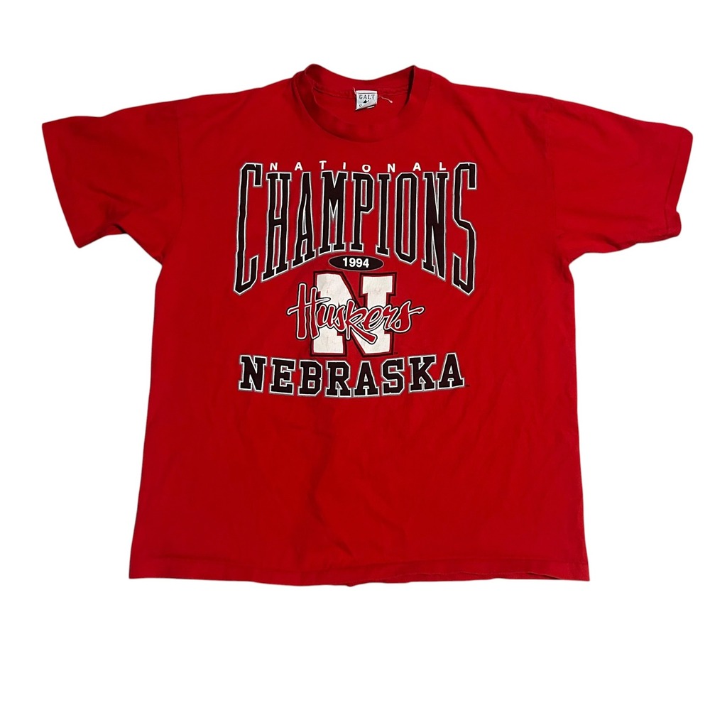 Vintage 1994 Nebraska Huskers National Champions T-Shirt XL Red Galt Sand USA